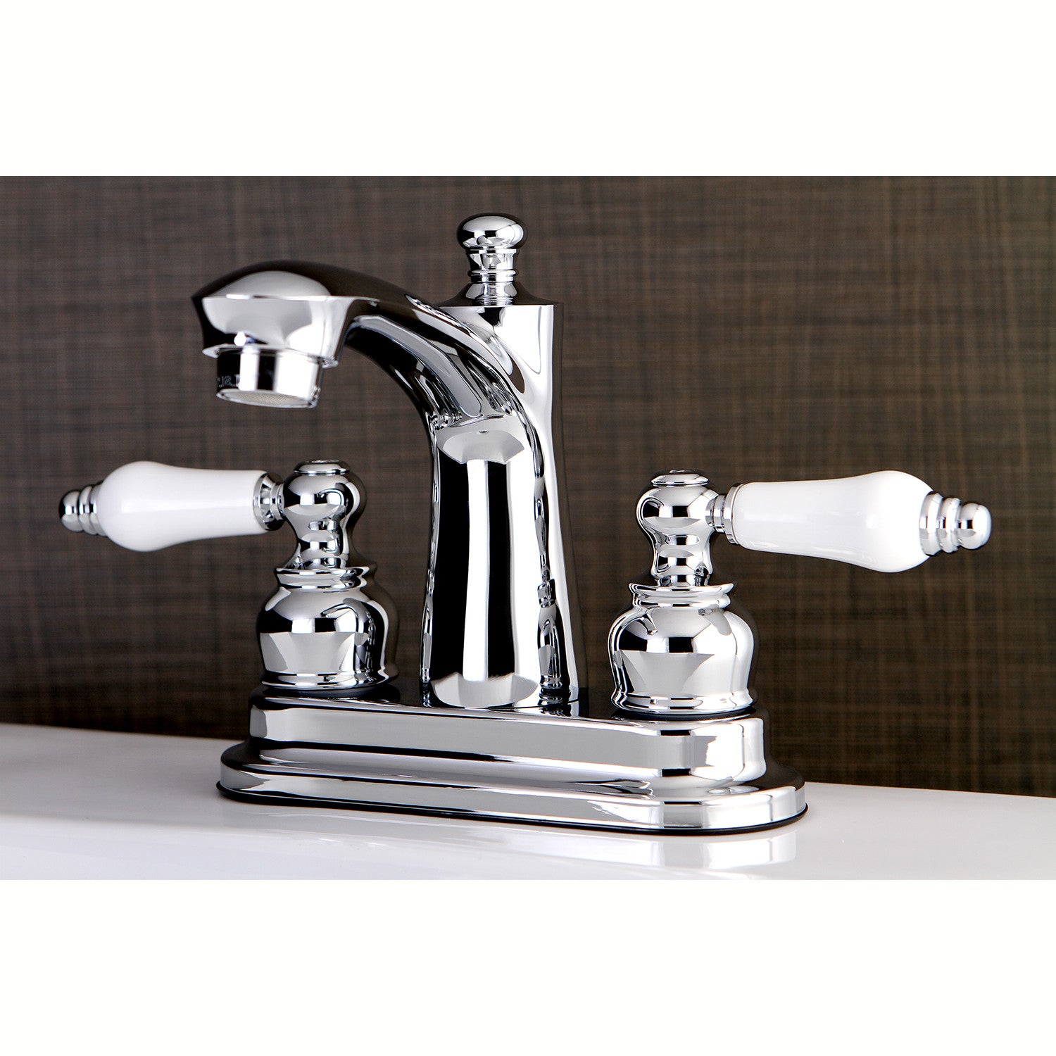 Kingston Tulare FB7621PL - Victorian Double-Handle 3-Hole Deck Mount 4-Inch Centerset Bathroom Faucet with Pop-Up Drain, Polished Chrome — thumbnail 2